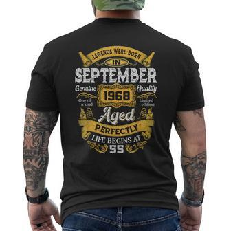55 Years Old Decoration Legends Born In September 1968 Men's T-shirt Back Print | Mazezy