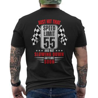 55Th Birthday Speed Limit Sign 55 Years Old Funny Racing Mens Back Print T-shirt - Seseable