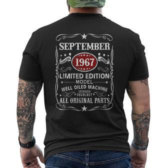 56 Years Old Vintage September 1967 56Th Birthday Men's T-shirt Back Print - Seseable