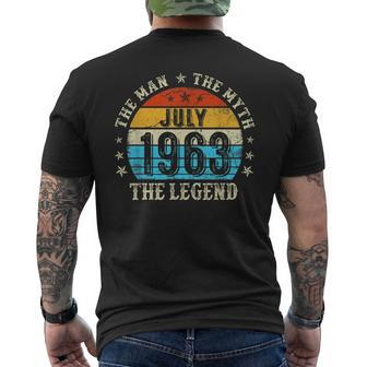 59 Year Old The Man Myth Legend July 1963 59Th Birthday Mens Back Print T-shirt | Mazezy AU