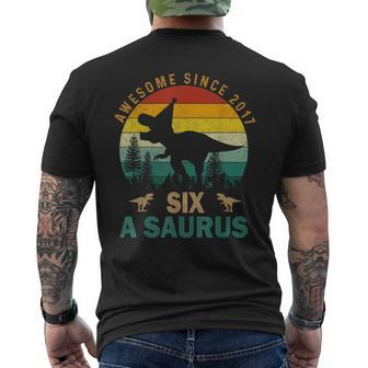 6 Year Old Dinosaur Birthday 6Th T Rex Dino 6 Saurus Men's T-shirt Back Print - Monsterry DE