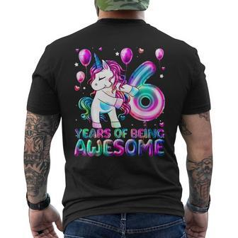 6 Years Of Being Awesome 6Th Birthday Girl Unicorn Party Mens Back Print T-shirt | Mazezy AU