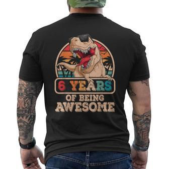 6 Years Of Being Awesome T Rex Dinosaur 6Th Birthday Dino Mens Back Print T-shirt - Monsterry DE
