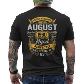63Rd Birthday 63 Years Old Legends Born August 1960 Men's T-shirt Back Print - Monsterry