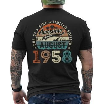 65 Year Old Awesome Since August 1958 65Th Birthday Gift Men August Funny Gifts Mens Back Print T-shirt | Mazezy