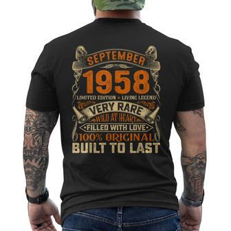 65 Year Old Born In September 1958 Retro 65Th Birthday Men's T-shirt Back Print | Mazezy CA