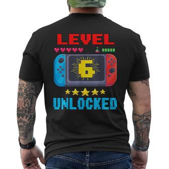 6Th Birthday Boy Level 6 Unlocked Video Gamer Birthday Mens Back Print T-shirt - Monsterry