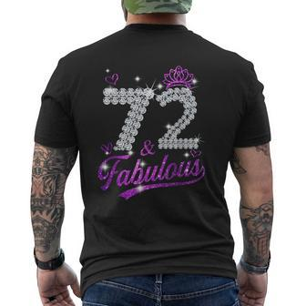 72 & Fabulous 72 Year Old 72Th Birthday Diamond Crown Pink Mens Back Print T-shirt | Mazezy DE