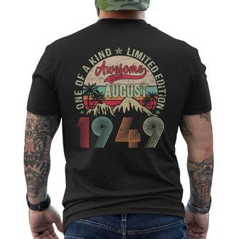74 Years Old Gifts Vintage August 1949 Gifts 74Th Birthday Mens Back Print T-shirt - Seseable