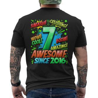 7Th Birthday Comic Style Awesome Since 2016 7 Year Old Boy Mens Back Print T-shirt - Seseable