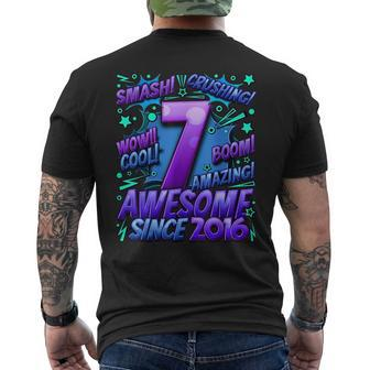 7Th Birthday Comic Style Awesome Since 2016 7 Year Old Girl Mens Back Print T-shirt - Seseable