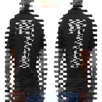 7Th Birthday Race Car Seven 7 Year Old Checkered Flag Mens Back Print T-shirt | Mazezy