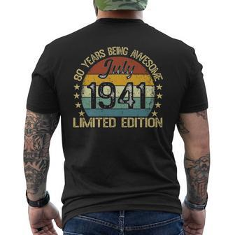80 Year Old Vintage July 1941 Limited Edition 80Th Birthday 80Th Birthday Funny Gifts Mens Back Print T-shirt | Mazezy