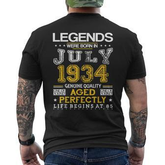 85Th Birthday Gift Legends Born In 1934 July Mens Back Print T-shirt | Mazezy