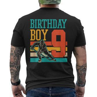 9 Year Old Ice Hockey Themed 9Th Birthday Party Supply Mens Back Print T-shirt - Seseable