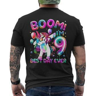 9 Years Old Dabbing Unicorn Gifts 9Th Birthday Girl Party Mens Back Print T-shirt - Seseable
