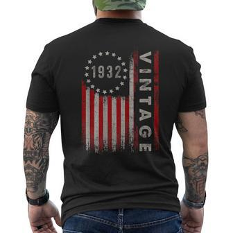 91 Year Old Gifts Vintage 1932 American Flag 91St Birthday Mens Back Print T-shirt | Mazezy