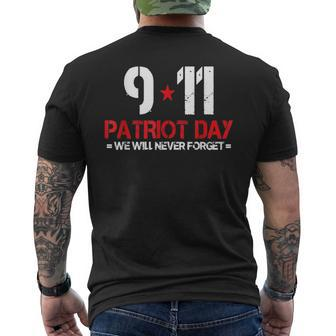 Basic 911 American Never Forget Day Men's Back Print T-shirt | Mazezy