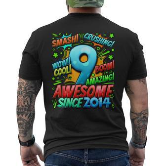 9Th Birthday Comic Style Awesome Since 2014 9 Year Old Boy Mens Back Print T-shirt - Seseable