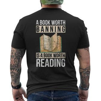 A Book Worth Banning Is A Book Worth Reading – Reading Nerd Reading Funny Designs Funny Gifts Mens Back Print T-shirt | Mazezy