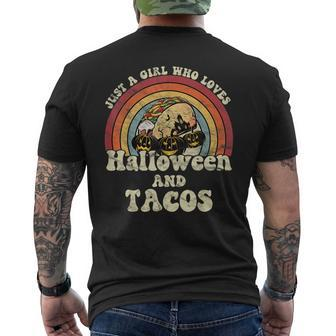 A Girl Who Loves Halloween And Tacos 70S Retro Vintage Tacos Funny Gifts Mens Back Print T-shirt | Mazezy