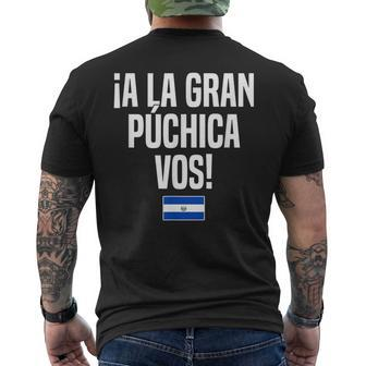 A La Gran Púchica Vos Salvadoran Slang El Salvador Flag Mens Back Print T-shirt | Mazezy