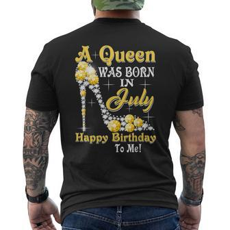 A Queen Was Born In July Happy Birthday To Me High Heels Mens Back Print T-shirt | Mazezy