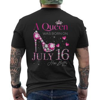 A Queen Was Born On July 16 16Th July Birthday Mens Back Print T-shirt | Mazezy