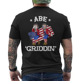 Abe Griddin Abraham Lincoln Griddy 4Th Of July Usa Flag Men's Crewneck Short Sleeve Back Print T-shirt - Monsterry DE