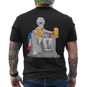 Abe Lincoln T 4Th Of July Drinkin Memorial Men's T-shirt Back Print | Mazezy