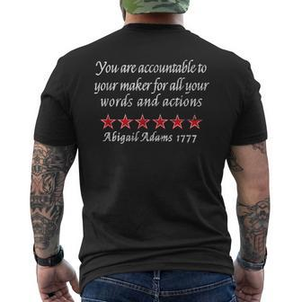 Abigail Adams Quote 1777 Revolutionary War Men's T-shirt Back Print | Mazezy