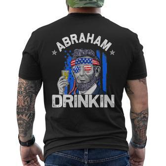Abraham Drinkin Funny Abe Lincoln Merica Usa July 4Th Mens Back Print T-shirt | Mazezy