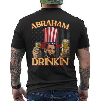Abraham Lincoln 4Th Of July Abraham Drinkin American Flag Mens Back Print T-shirt | Mazezy