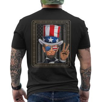 Abraham Lincoln 4Th Of July American Flag Hat Men Women Mens Back Print T-shirt | Mazezy