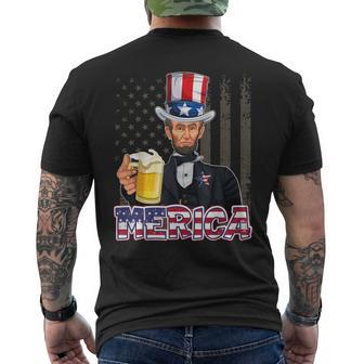 Abraham Lincoln 4Th Of July Merica American Flag Men Women Mens Back Print T-shirt | Mazezy