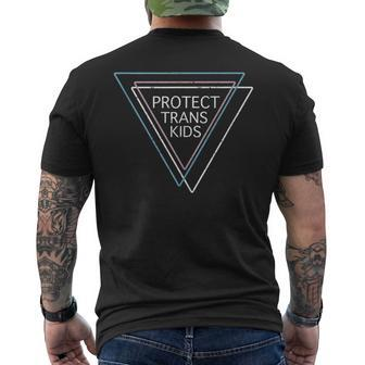 Abstract Pan Pride Triangles Protect Trans Kid Lgbt Support Mens Back Print T-shirt | Mazezy