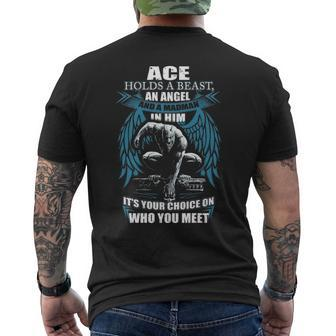 Ace Name Gift Ace And A Mad Man In Him V2 Mens Back Print T-shirt - Seseable