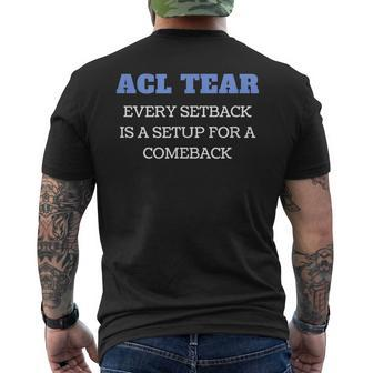 Acl Tear Comeback Motivational After Knee Surgery Mens Back Print T-shirt | Mazezy