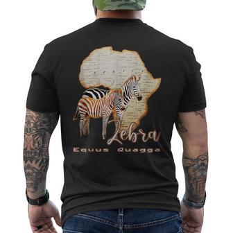 Africa Zebra Safari Savannas Zoo Equus Quagga Souvenir Men's T-shirt Back Print | Mazezy