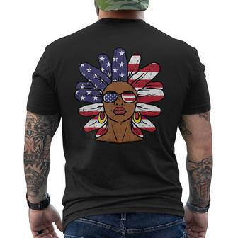 African American Black Woman Fourth 4Th Of July Patriotic Mens Back Print T-shirt | Mazezy