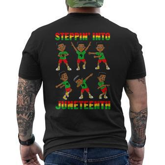 African American Boys Kids Stepping Into Junenth 1865 Mens Back Print T-shirt | Mazezy