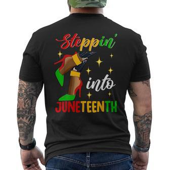 Afro Woman High Heels Black Girl Stepping Into Junenth Mens Back Print T-shirt - Seseable