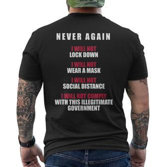 Never Again I Will Not Comply Can't Believe This Government Men's T-shirt Back Print - Seseable
