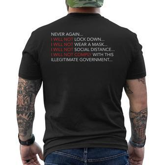Never Again I Will Not Comply Can't Believe This Government Men's T-shirt Back Print | Mazezy
