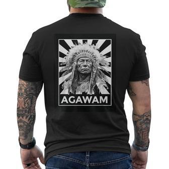 Agawam American Native Indian Proud Warrior Heritage Men's T-shirt Back Print | Mazezy
