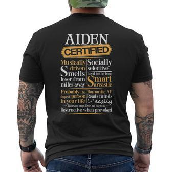 Aiden Name Gift Certified Aiden Mens Back Print T-shirt - Seseable