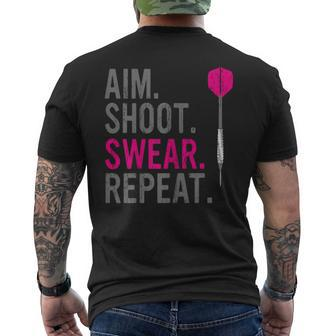 Aim Shoot Swear Repeat - Darts Mens Back Print T-shirt - Seseable