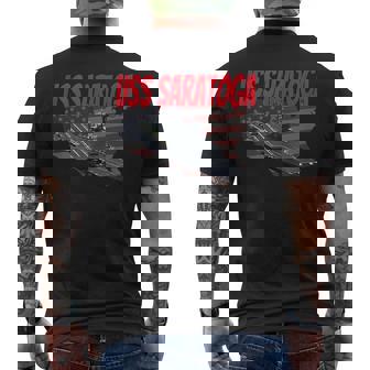 Aircraft Carrier Uss Saratoga Cv-60 Idea For Grandpa Dad Son Mens Back Print T-shirt - Thegiftio