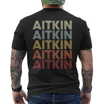 Aitkin Minnesota Aitkin Mn Retro Vintage Text Men's T-shirt Back Print | Mazezy