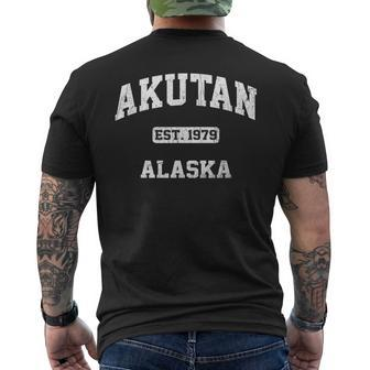 Akutan Alaska Ak Vintage State Athletic Style Men's T-shirt Back Print | Mazezy